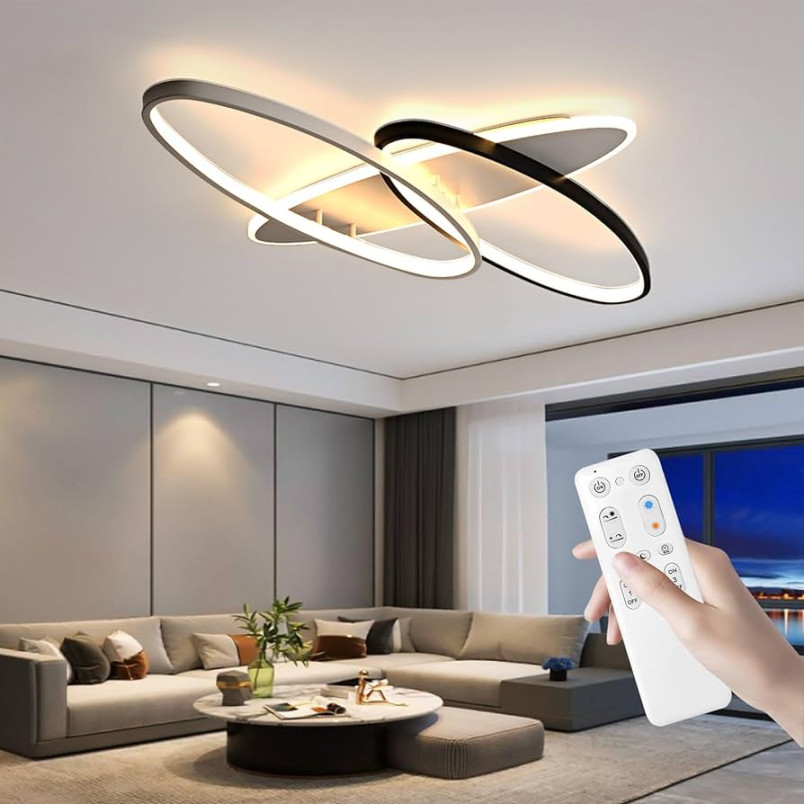 LED Ceiling Light, Dimmable Ceiling Light, Modern Living Room Lamp with  Remote Control,  W Bedroom Lamp, Ceiling Lighting for Living Room,  Bedroom,